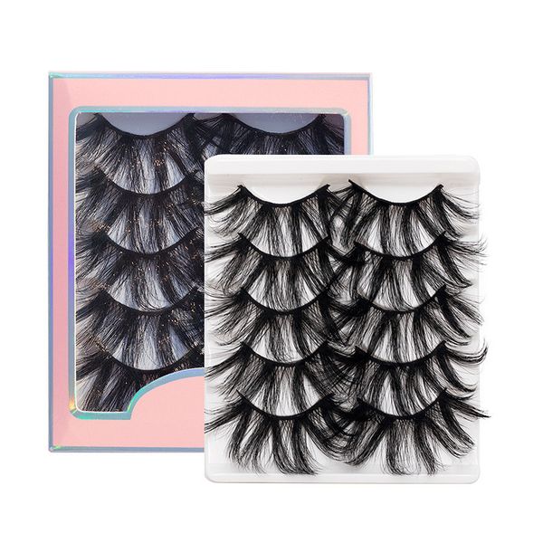 

5 pairs thick 5d mink eyelashes 25mm multi-layer lengthen bushy fluffy lashes handmade false eyelash extension makeup tools