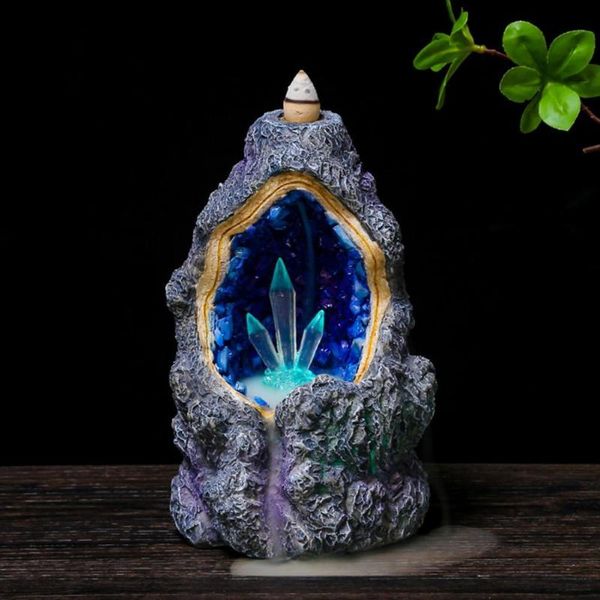 

incense burner delicate decorative resin censer holder with colorful light 10 backflow cones for home decorating fragrance lamps