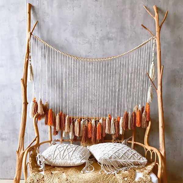 

tapestries nordic tapestry wall hanging bohemian curtains homestay color tassel decoration sofa background room decor