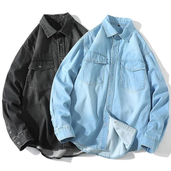 

men's jackets jacket 2021 spring and fashion brand loose casual denim shirt long-sleeved, Black;brown