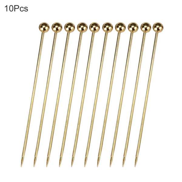 

forks 10pcs/set 11cm 304 stainless steel gold plated color titanium fruit pin cocktail pick fork wine drinks mixing tool
