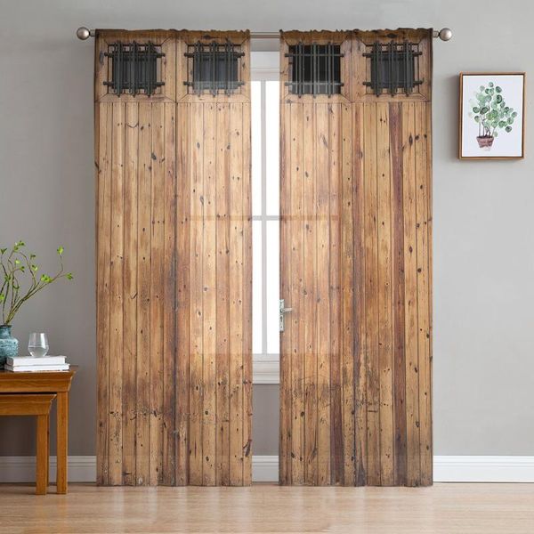 

curtain & drapes vintage farm wood door rustic sheer curtains for living room bedroom kitchen chiffon tulle home el coffee decor