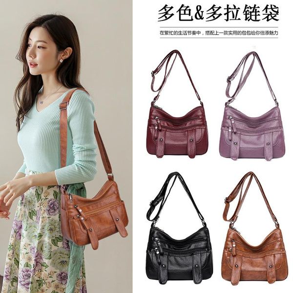 

evening bags women's bag pu wild fashion multi-layer casual multifunctional messenger ladies small leather shoulder crossbody