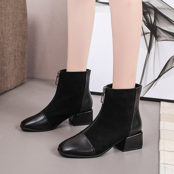 

new fashion thin high heel zipper ankle boots autumn winter pointed toe party women shoes size 42 women boots, Black