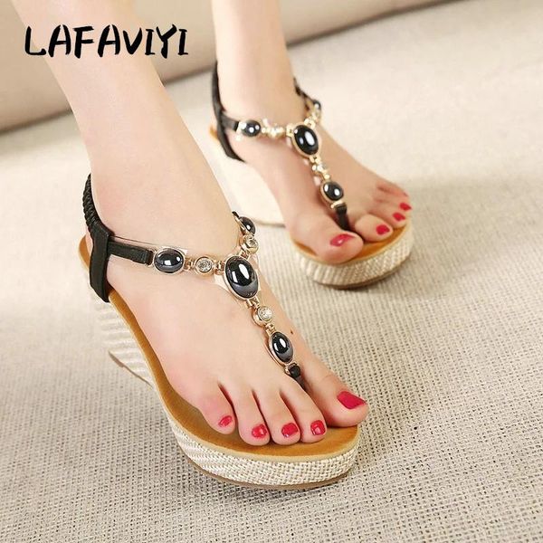 

shoes women sandals summer 2021 bohemian flip flops roman casual beach, Black