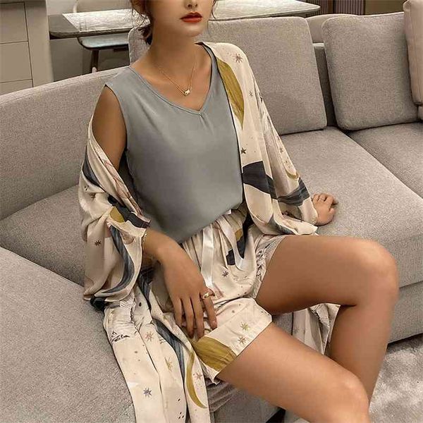 

printed pajamas for women sets autumn pyjamas set 100% viscose sleepwear female night suits 4 piece bannirou 210809, Black;red