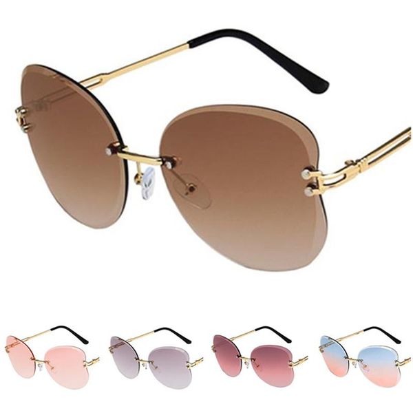 

sunglasses women rimless sun glasse butterfly shape goggles anti-uv spectacles gradient lens eyeglasses adumbral a++, White;black