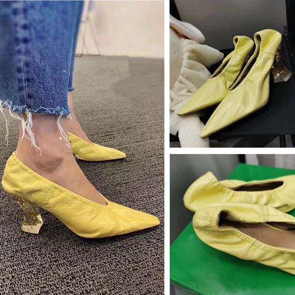 

dress shoes fashion jelly crystal heel women pumps cozy stretch fabric chic night club runway party solid color versatile high heels, Black