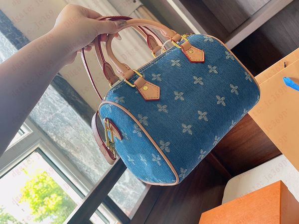 

women bag fashion designer denim fabric pillow handbag classic floral letter versatile one shoulder messenger wallet