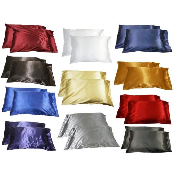 

cushion/decorative pillow soft ice silk pillowcases bedding cases double face satin covers hidder zipper for set solid