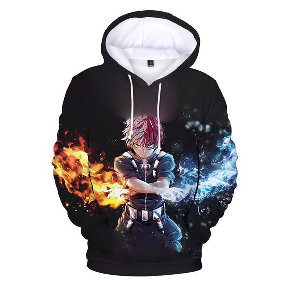 

men's hoodies & sweatshirts harajuku hoodie anime my hero academia todoroki shouto 3d men tracksuit clothes plus size no thin, Black