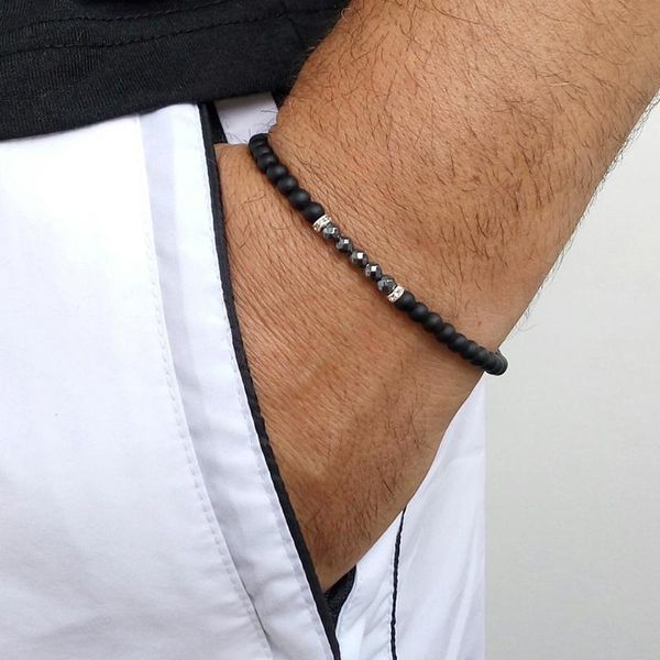 

charm bracelets small size stone beaded bracelet for men simple lucky handmade magnetite style gift pulsera hombre, Golden;silver