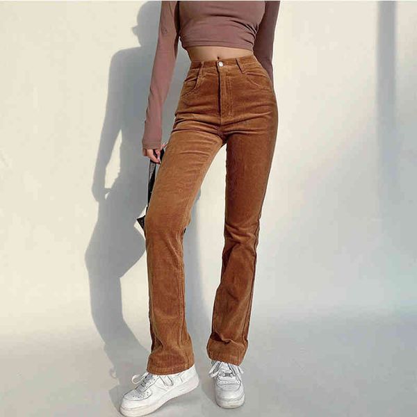 

spring women solid casual wide leg corduroy pants female vintage street pant bottoms lady high waist trousers 210517, Black;white