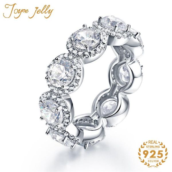 

cluster rings joycejelly trendy for women fashion silver color ring round stone zircon 925 sterling jewelry selling gift, Golden;silver