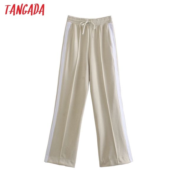 

women sold beige long trousers vintage style strethy waist lady pants pantalon je13 210416, Black;white