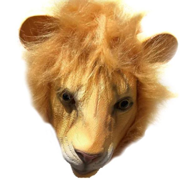 

party masks animal mask lion partern full face cosplay halloween costume realistic fur mane latex creepy