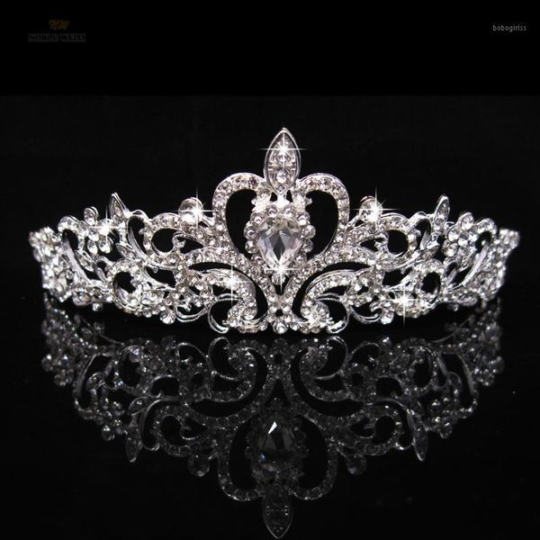 

crystal heart bridal tiara crowns baroque rhinestone pageant crown for bride hairbands wedding hair jewelry accessories1