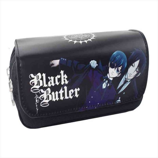

anime black butler style zipper pencil case cosmetic pouch wallet purse bag, Red;black