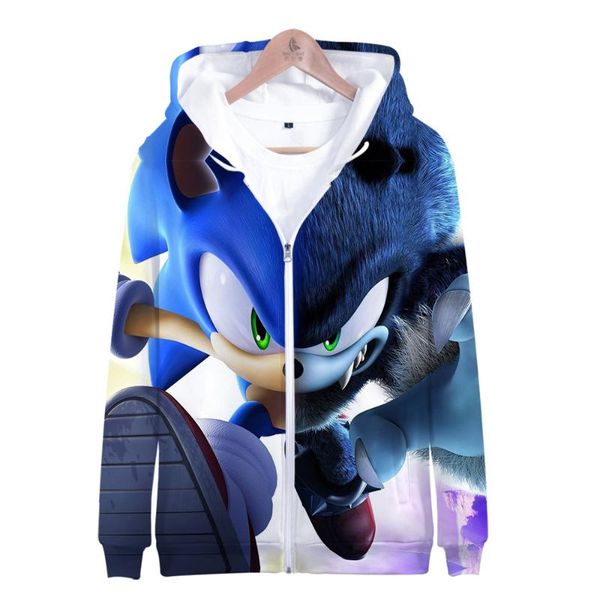 

men's hoodies & sweatshirts anime super sonice 3d boys girls children zipper coat jacket long sleeve cartoon sweatshirt hoodie, Black