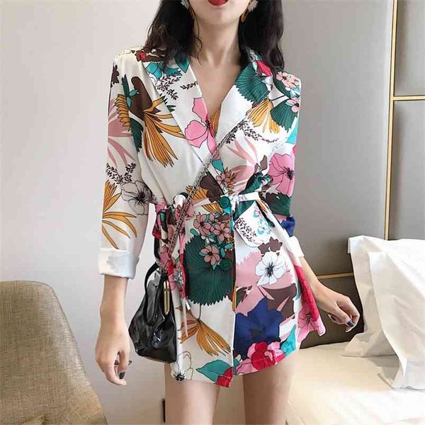 

women's spring autumn jacket korean style printing long-sleeved loose suit slim casual female coats gx746 210507, White