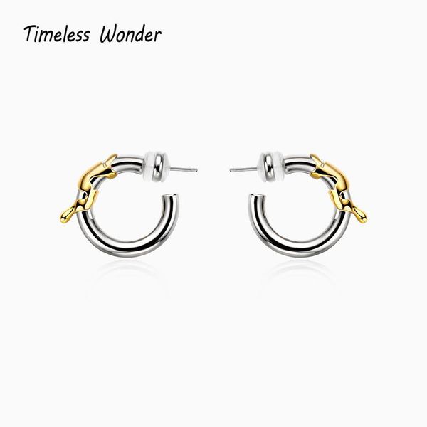 

hoop & huggie timeless wonder fancy geo 2 tone hoops earrings for women jewelry goth designer trendy ins egirl emo runway rare rock 2356, Golden;silver