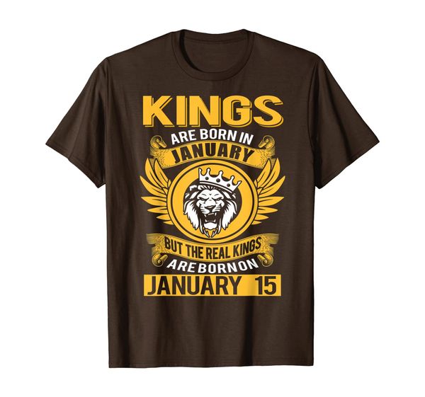 

real kings are born on january 15th t-shirt, White;black