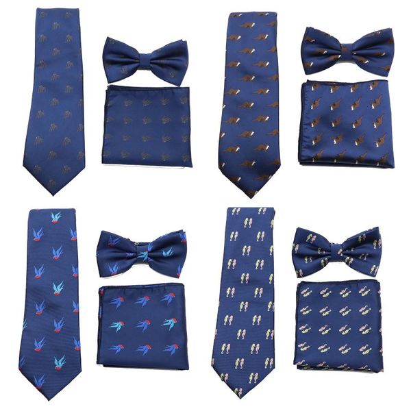 

neck ties men tie blue floral quality necktie pocket square fashion butterfly set accessories daily wedding party gift for man design, Blue;purple