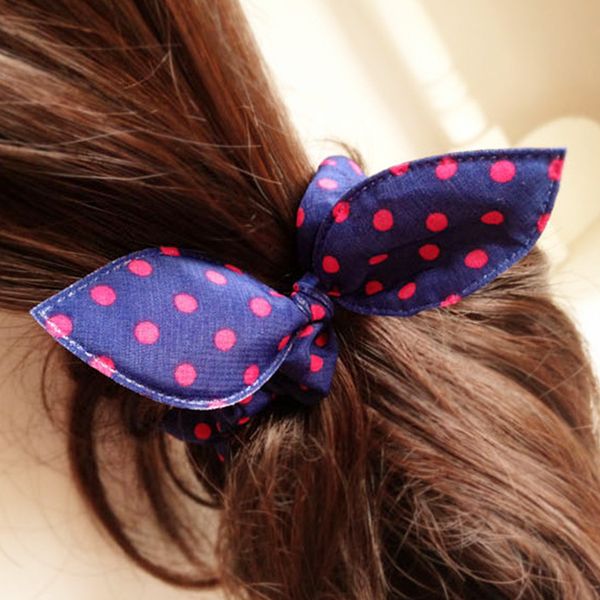 

wholesale new 25 styles women girls cute rabbit ears elastic hair bands ponytail holder ropes rubber bands hair accessories, Golden;white