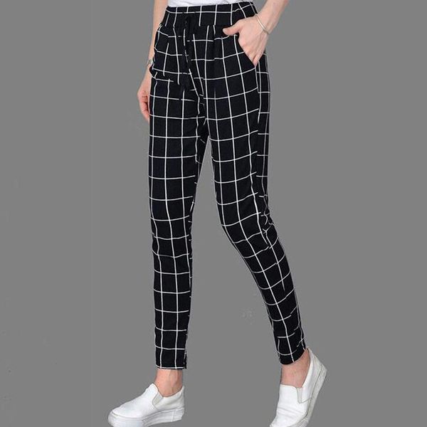 

women's pants & capris 2021 spring summer wide leg women striped high waist office vintage casual carrot nine points female yy544, Black;white