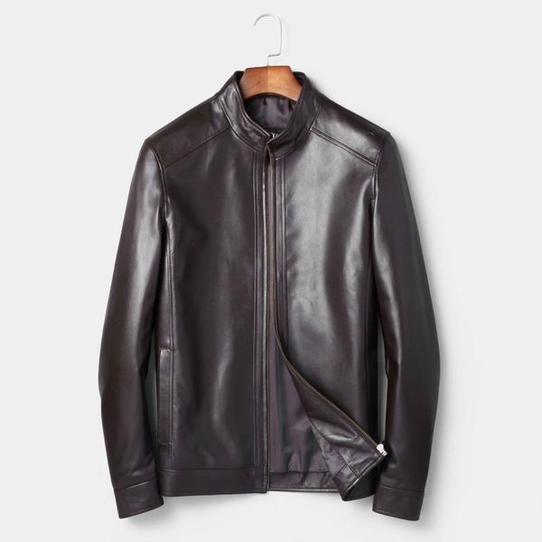 

jackets mens leather fashion male winter long sleeves stand collar motorcycle loose solid coat men's & faux, Black