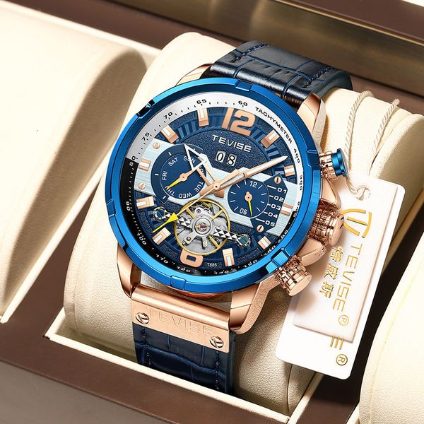 

machines sports tevise clocks casual for men fashion blue brand luxury military leather automatic polar clock + box, Slivery;brown