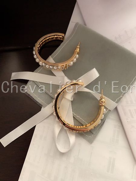 

hoop fashion luxury brand women letter d pearl vintage crystal jewelry earrings for round dangle stud earring holiday gift, Red;brown