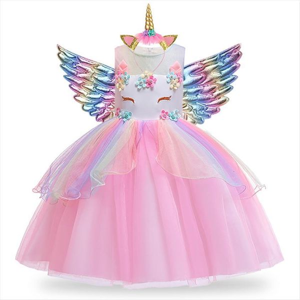 

hair girls unicorn tutu girl dresses rainbow princess kids party christmas halloween pony cosplay costume 1 12, Red;yellow