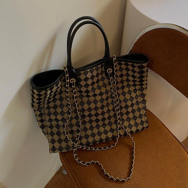 

evening bags losea autumn and winter checkerboard tote large capacity bag female 2021 fashion handbag shoulder