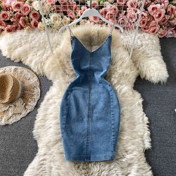 

casual dresses -vestido vaquero sin mangas para mujer, con espalda descubierta y tirantes finos de diamante y5wz, Black;gray