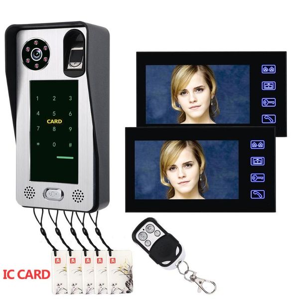 

yobang security 7" touch screen fingerprint ic card wired video door phone visual intercom release unlock doorbell phones
