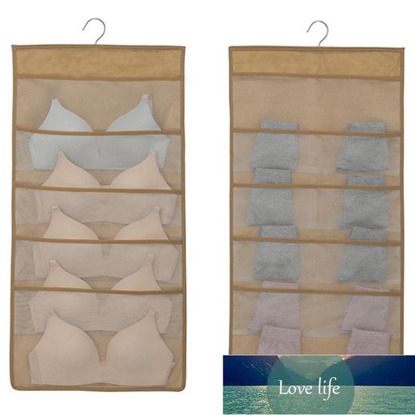 Tasca a doppio lato per uso domestico Borsa da appendere per biancheria intima Reggiseno Organizzatore Gancio Prezzo di fabbrica Design esperto Qualità Ultimo stile Stato originale