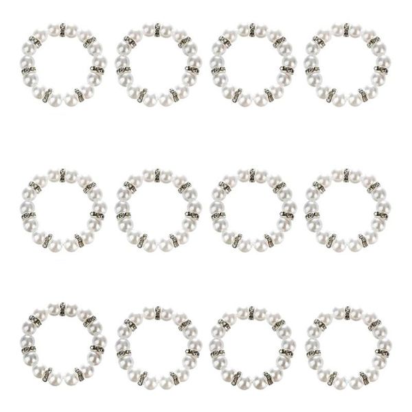 

napkin rings pearl beaded holder, set of 12, serviette for parties weddings table decor