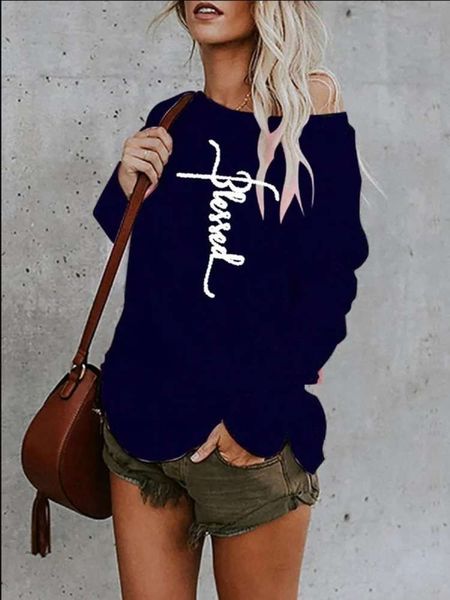 

2021 spring casual loose t-shirt off shoulder round neck printed blouse, Black;gray