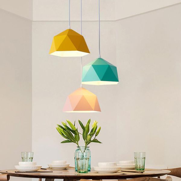 

nordic for living room bedroom decor macaron iron hanging lamp restaurant cafe bar modern 27 pendant lamp