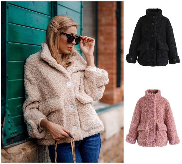 

women's wool & blends 2021 autumn and winter solid color fashion loose fur coat, Black