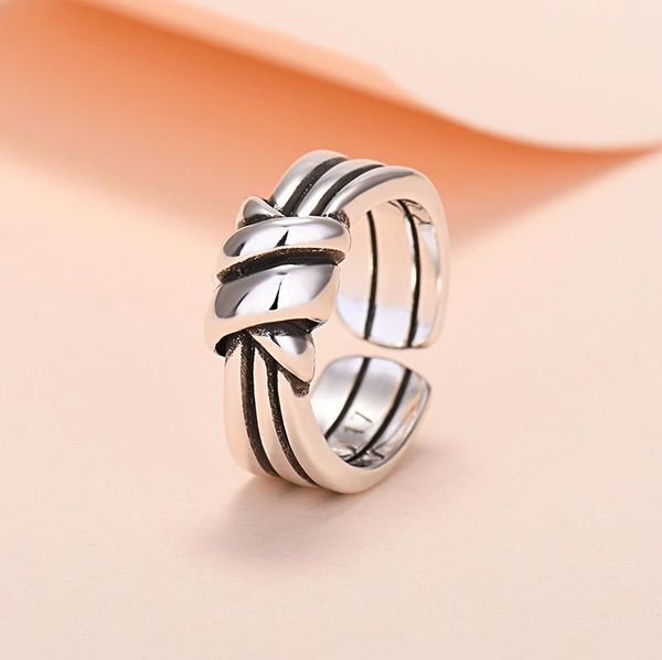 

cluster rings fashion simple multi-layer knotted ring female geometric wild open retro jewelry, Golden;silver