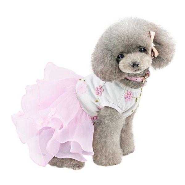 

dog apparel pet lace cake flowers print tutu dress colorful sweet puppy princess dresses for wedding decorations