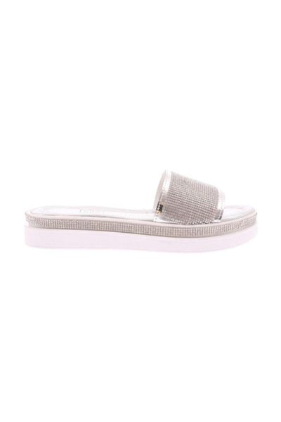 

slippers k233 women silver cubic zirconia 20y, Black