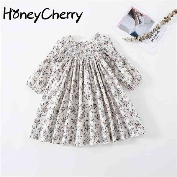 

girls dress spring retro court style girl floral flower es for weddings kids clothes 210702, Red;yellow