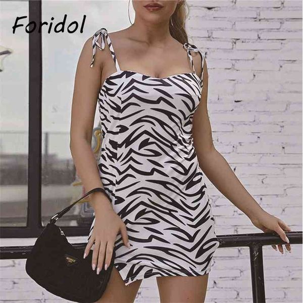 

foridol strap sleeveless slip dress zebra print bodycon mini backless sheath short summer club party 210415, Black;gray