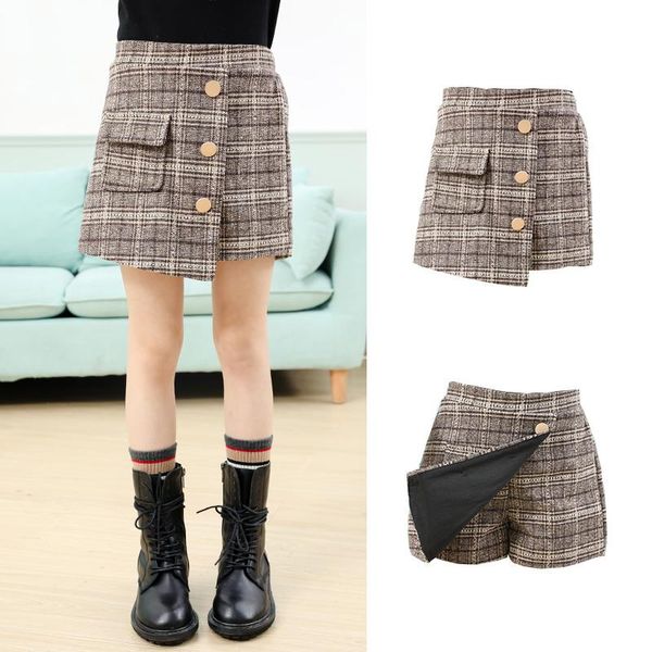 

skirts 2021 arrival girls autumn winter children buttons clothes kids plaid baby little girl for 4-13years old, Blue