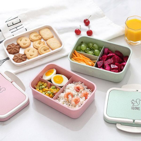 

storage bottles & jars lunch box wheat straw cartoon bento portable eco-friendly food container for kids students school microwavable