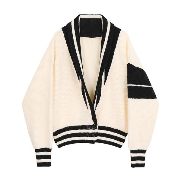 

women's jackets sweater women striped japanese style sleeveless v neck all match loose casual lovely students fashion ulzzang cardigans, Black;brown