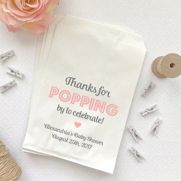 

gift wrap custom thanks for popping by bags - popcorn baby shower bridal shower- food buffet treat
